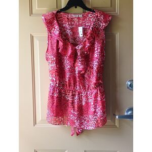 Cato Women’s NWT Orange Multi-Pattern Ruffle Blouse Tie-Waist Plus Size 26/28W